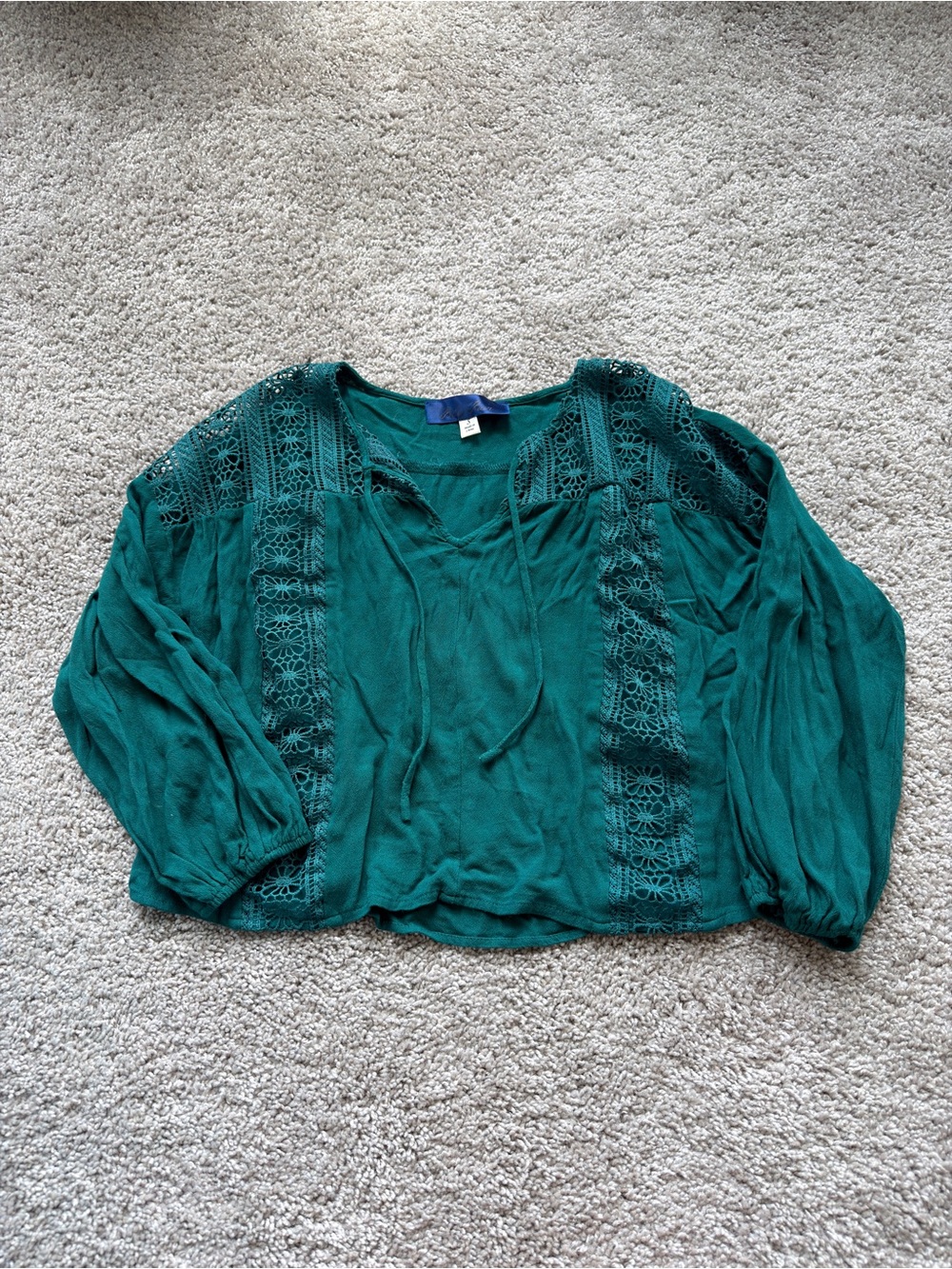 Blue Rain Green Embellished Crop Blouse